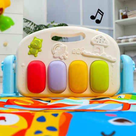 Развивающий коврик «Жирафик», с пианино, голубой