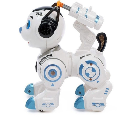 Робот-собака «Рокки», стреляет, световые эффекты, работает от батареек, цвет синий