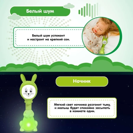 Игрушка интерактивная BertToys Зайчик Няня, зелёный